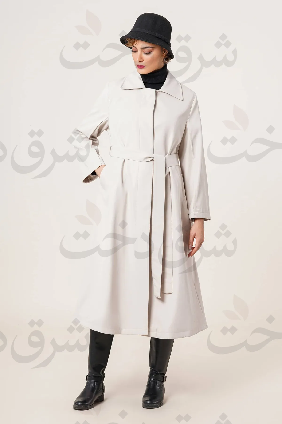 بارانی بلند زنانه مدل 41124 (4 رنگ)