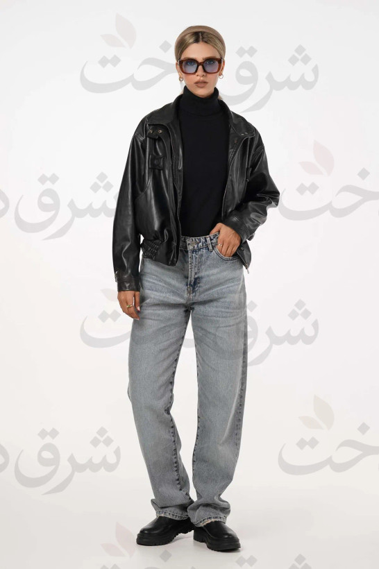 کاپشن زنانه مدل ماهایا چرمی کوتاه