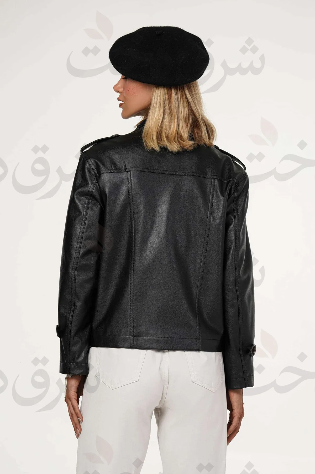کاپشن زنانه مدل رومیا چرمی کوتاه