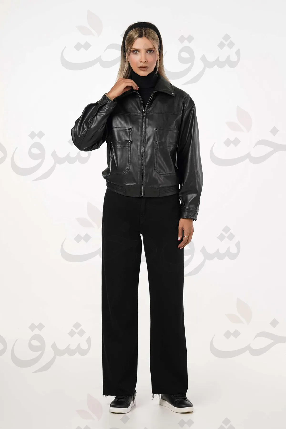 کاپشن زنانه مدل 4031 چرمی کوتاه