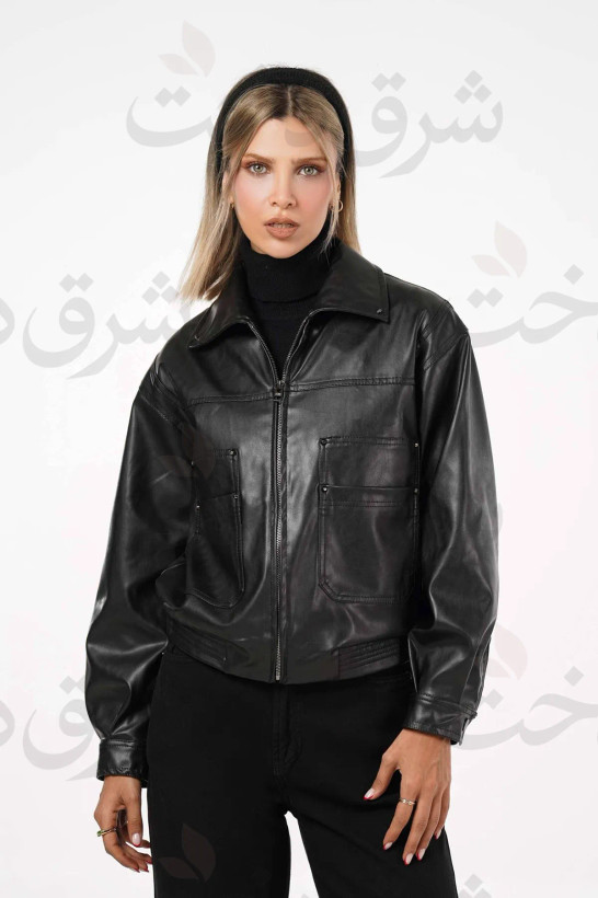 کاپشن زنانه مدل 4031 چرمی کوتاه