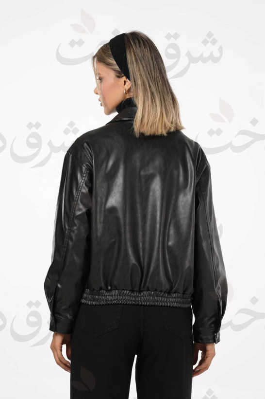 کاپشن زنانه مدل 4031 چرمی کوتاه