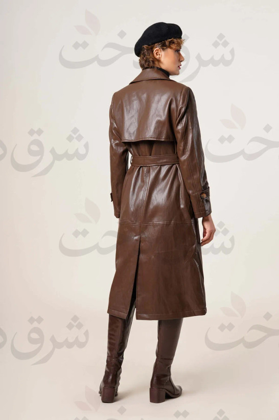 بارانی بلند زنانه چرم مدل هما