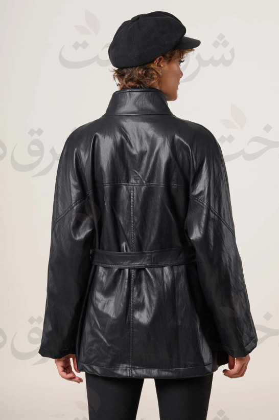 بارانی کوتاه زنانه چرم مدل کامیلا