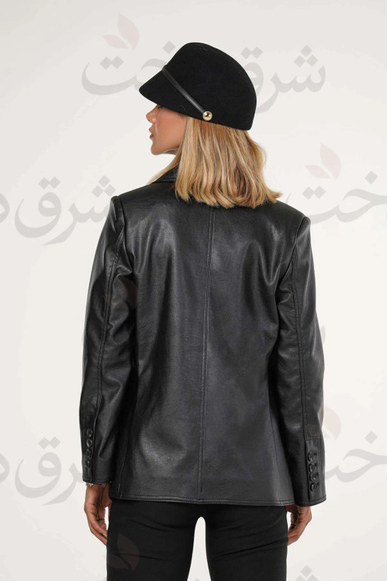 کت چرم یقه انگلیسی زنانه مدل ماهورین